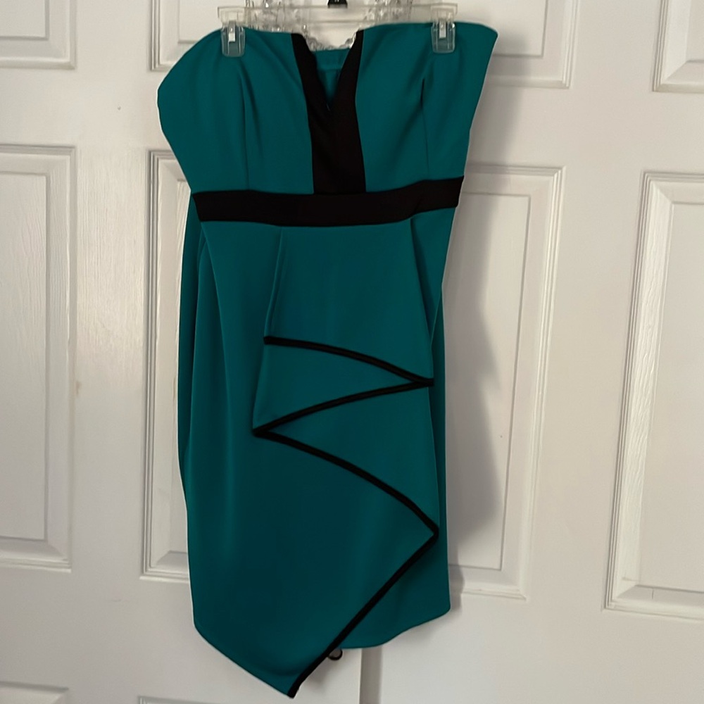 Strapless Teal Cocktail Dress